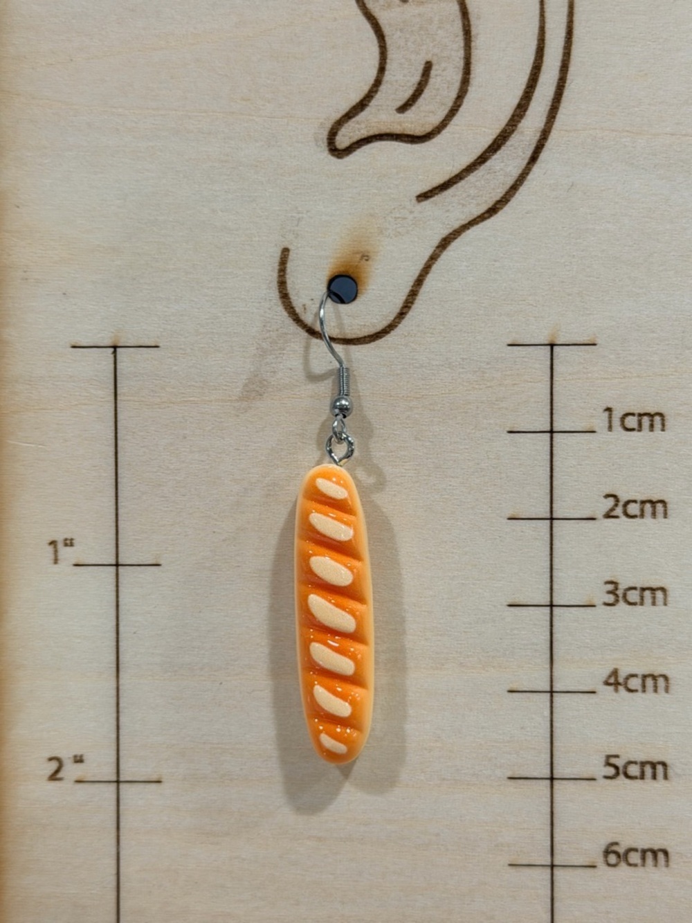 Cute Food Art Baguette Dangle Earrings - Picture 2 of 2